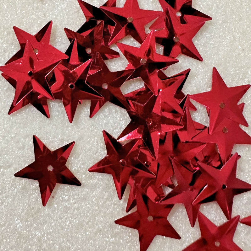 15mm Stars Metallic Red- 1000 count