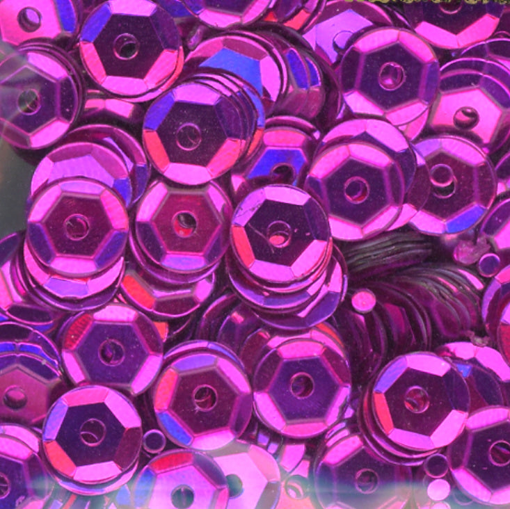 6mm Slightly Cupped Metallic Fuchsia