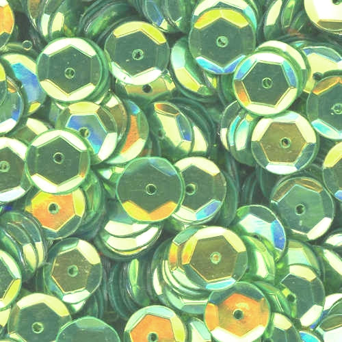 10mm Slightly Cupped Metallic Spring Green 100 Grams