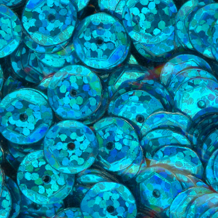 8mm Slightly Cupped Hologram Turquoise