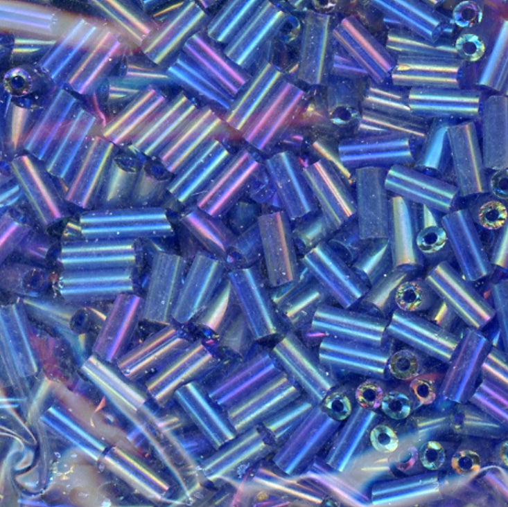 4.5mm Bugle Iridescent Peacock Blue