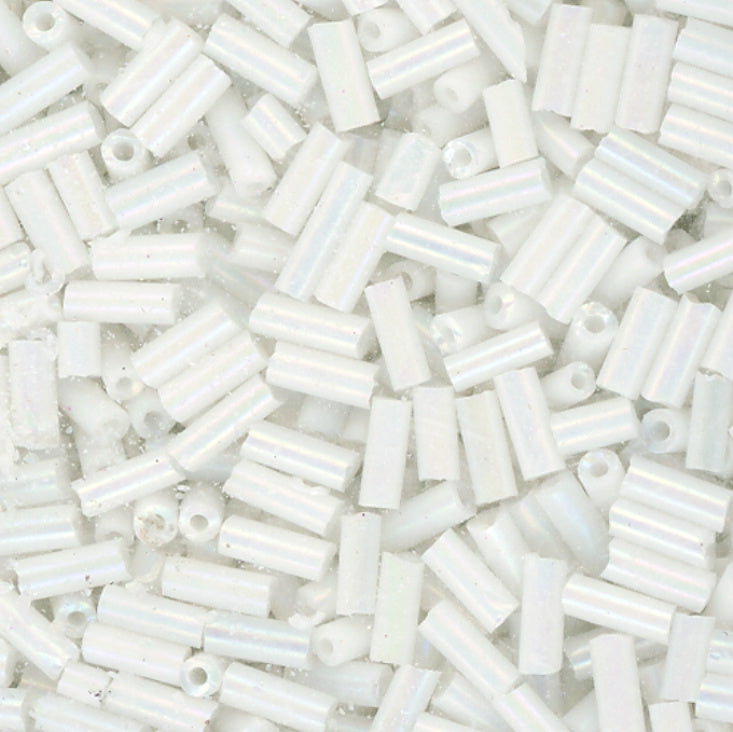 4.5mm Bugle Iridescent White 100 Grams