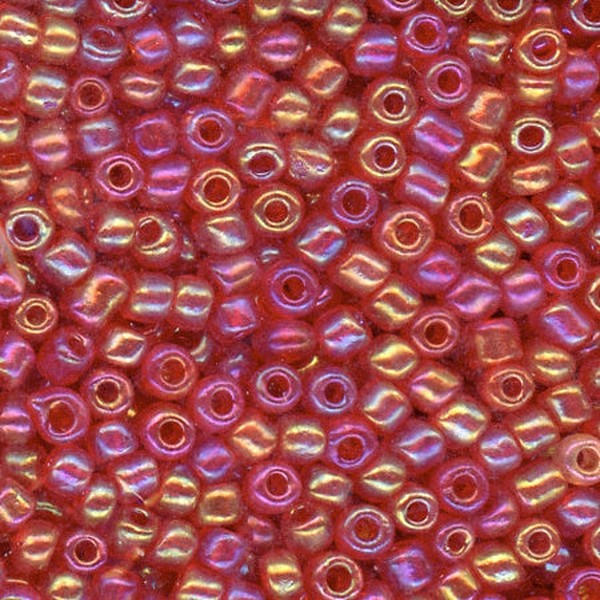 8/0 Bead Iridescent Christmas Red 100 Grams