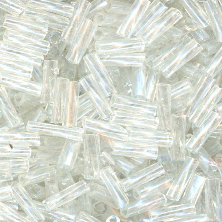6mm Twist Bugle Bead Clear Glossy