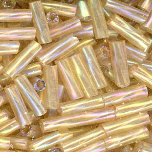 6mm Twist Bugle Bead Iridescent Yellow 500 Grams