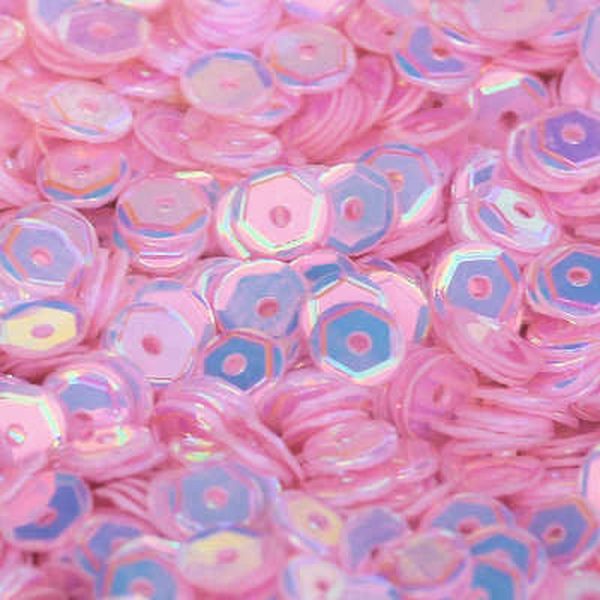 5mm Slightly Cupped Crystal Opaque Powderpuff Pink