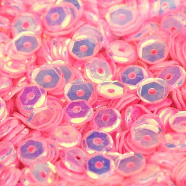 5mm Slightly Cupped Crystal Opaque Cotton Candy