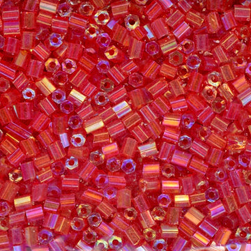 2-cut Bead Iridescent Christmas Red 100 Grams