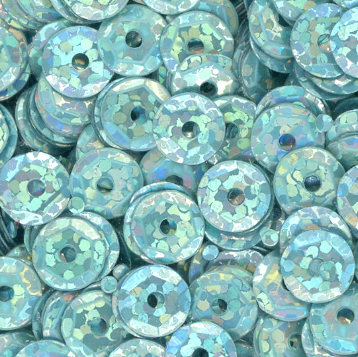 6mm Slightly Cupped Hologram Spa Blue