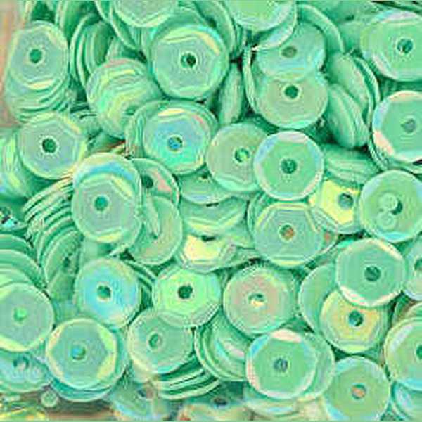 5mm Slightly Cupped Opaque Iridescent Light Leaf Green 50 Grams
