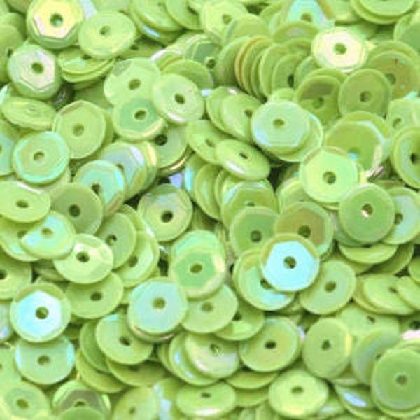 5mm Slightly Cupped Opaque Iridescent Light Chartreuse 100 Grams