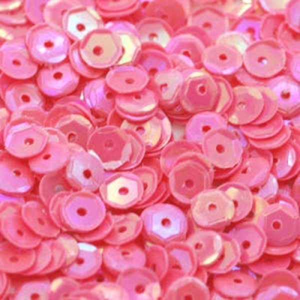 5mm Slightly Cupped Opaque Iridescent Mambo Melon 100 Grams
