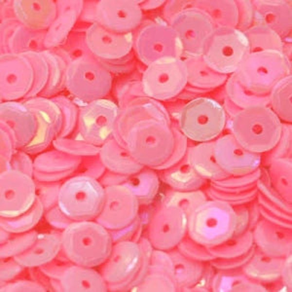 5mm Slightly Cupped Opaque Iridescent Pink 100 Grams