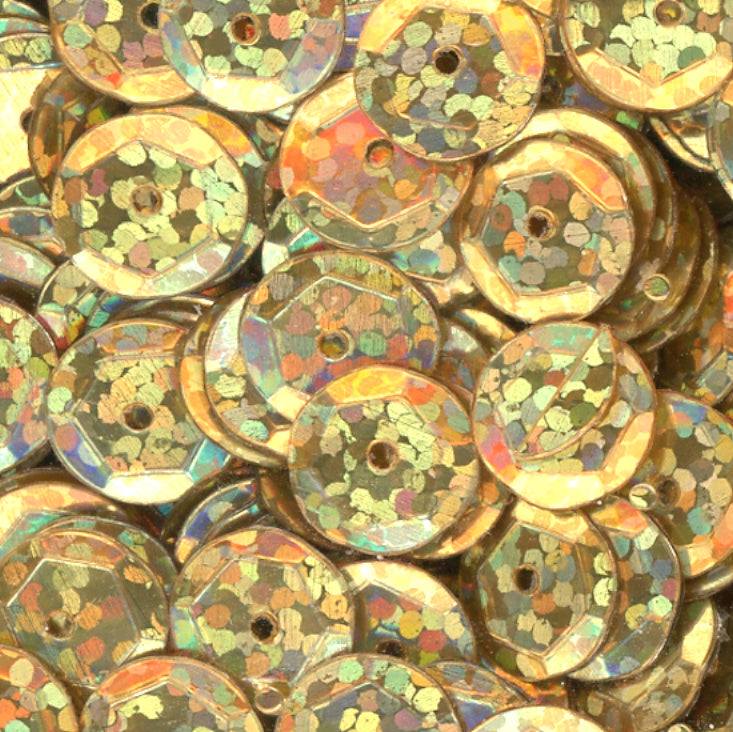 10mm Slightly Cupped Hologram Gold 100 Grams
