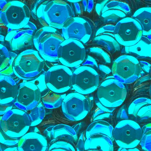 10mm Slightly Cupped Metallic Turquoise