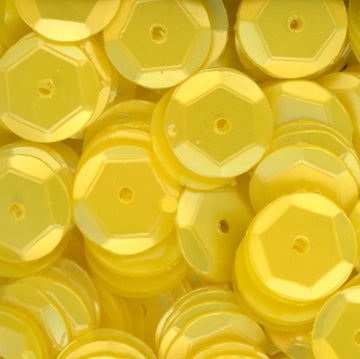 10mm Slightly Cupped Satin Lemon Yellow 100 Grams
