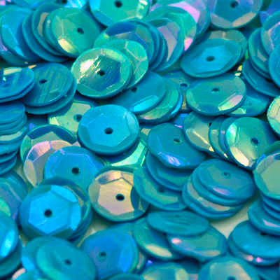 8mm Slightly Cupped Opaque Iridescent Dark Turquoise