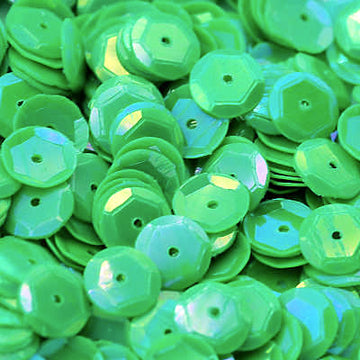 8mm Slightly Cupped Opaque Iridescent Bright Green