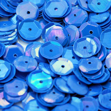 6mm Slightly Cupped Opaque Iridescent Blue