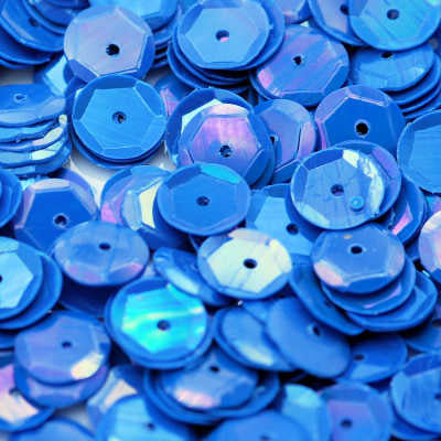 6mm Slightly Cupped Opaque Iridescent Blue