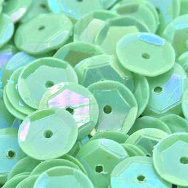 6mm Slightly Cupped Opaque Iridescent Light Leaf Green