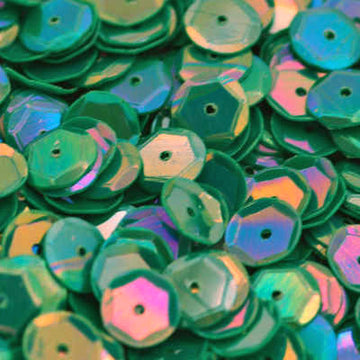 6mm Slightly Cupped Opaque Iridescent Christmas Green