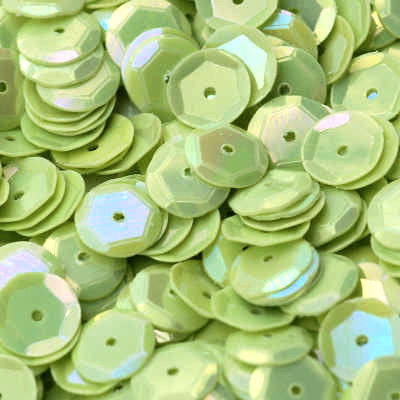 6mm Slightly Cupped Opaque Iridescent Light Chartreuse