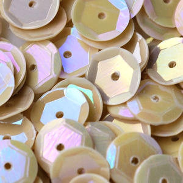 6mm Slightly Cupped Opaque Iridescent Lt Beige