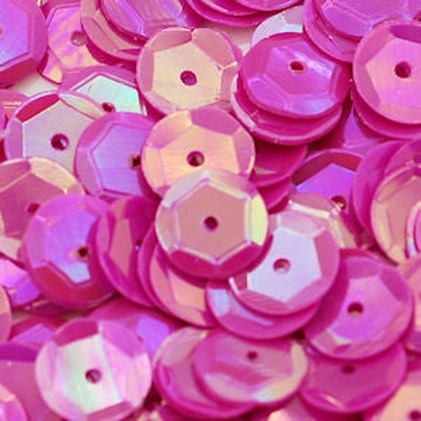 6mm Slightly Cupped Opaque Iridescent Dark Pink Orchid