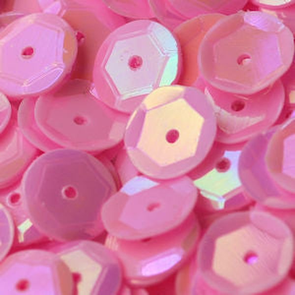 6mm Slightly Cupped Opaque Iridescent Pink
