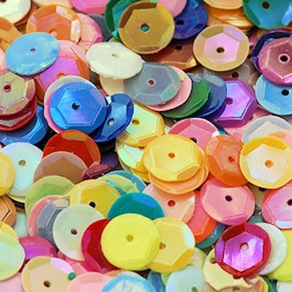 6mm Slightly Cupped Opaque Iridescent Mix