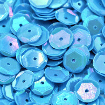 6mm Slightly Cupped Opaque Iridescent Light Blue 100 Grams