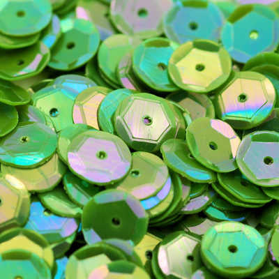 6mm Slightly Cupped Opaque Iridescent Dark Chartreuse 100 Grams