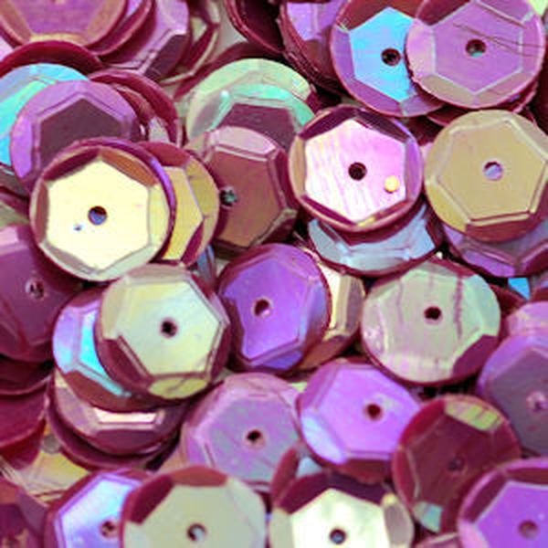 6mm Slightly Cupped Opaque Iridescent Wine 100 Grams