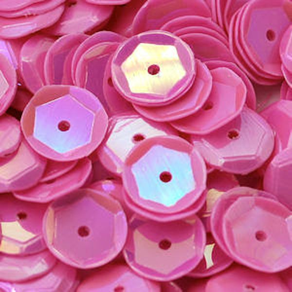 6mm Slightly Cupped Opaque Iridescent Dark Pink 100 Grams