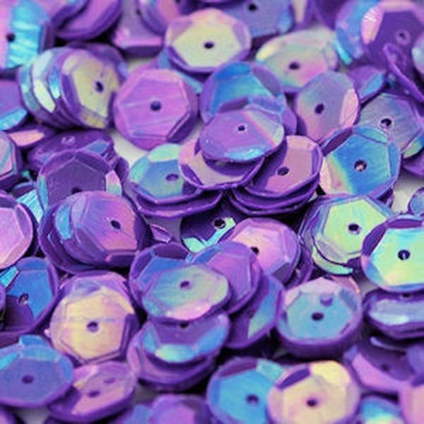 6mm Slightly Cupped Opaque Iridescent Dark Purple 100 Grams