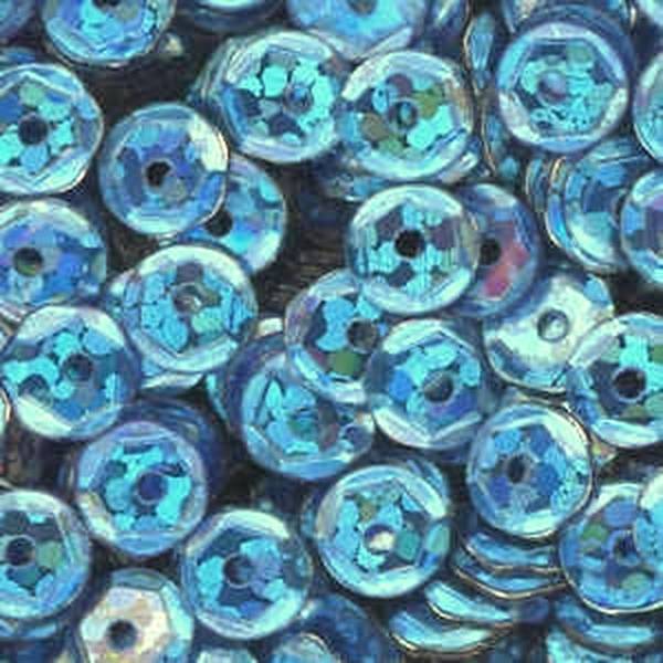 5mm Slightly Cupped Hologram Capri Blue 50 grams - Cartwright's Sequins