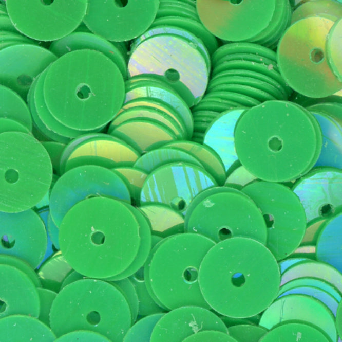 6mm Flat Opaque Iridescent Bright Green
