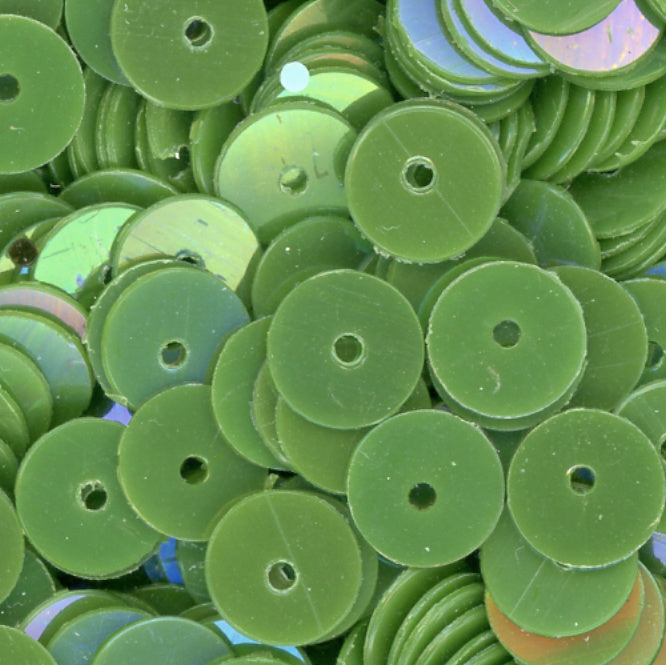 6mm Flat Opaque Iridescent Dark Chartreuse