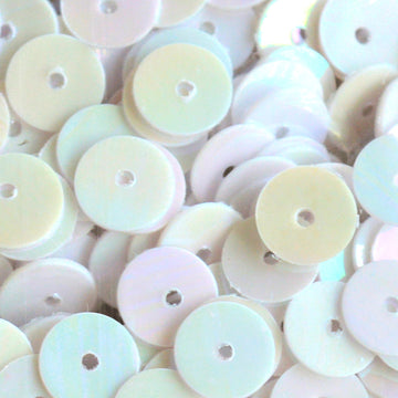 6mm Flat Opaque Iridescent White 100 Grams