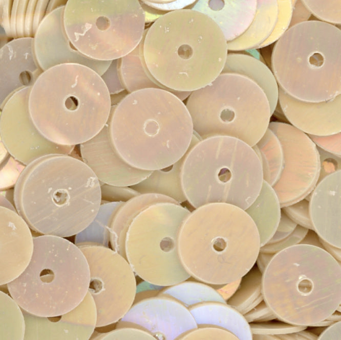6mm Flat Opaque Iridescent Lt Beige 100 Grams
