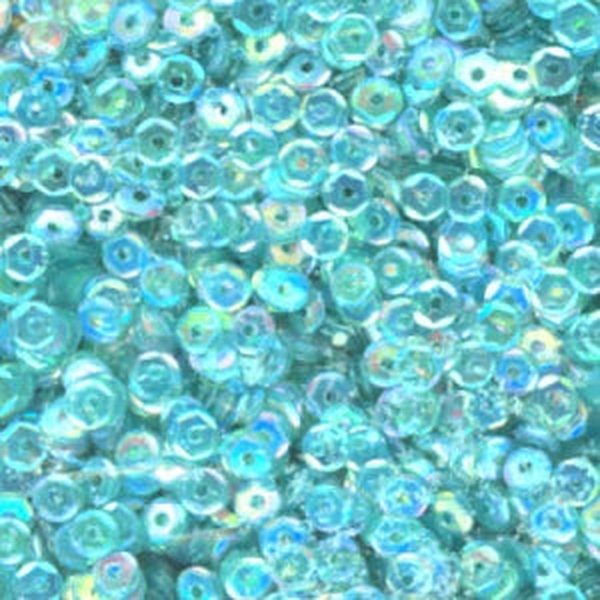 4mm Slightly Cupped Iridescent Lt Ocean Blue Green 100 Grams