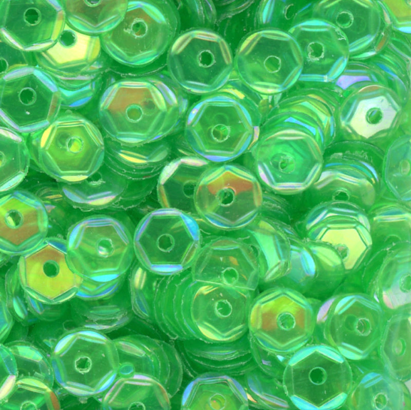 5mm Slightly Cupped Iridescent Green Apple