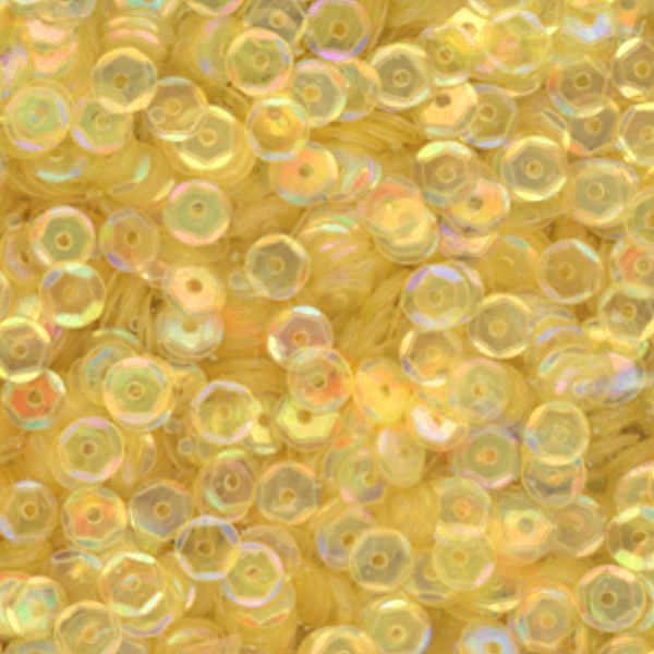 5mm Slightly Cupped Iridescent Lt Lemon Yellow 100 Grams