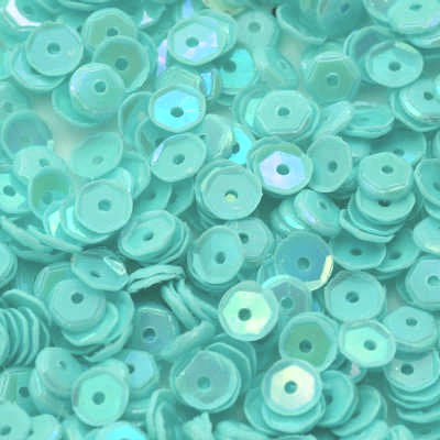4mm Slightly Cupped Opaque Iridescent Lt Turquoise