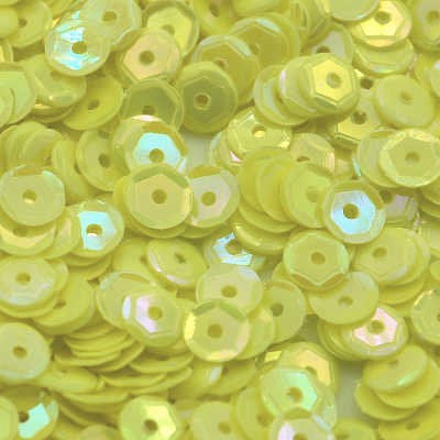 4mm Slightly Cupped Opaque Iridescent Lt Lemon Yellow