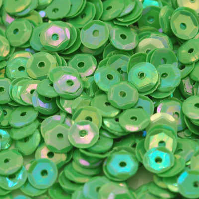 4mm Slightly Cupped Opaque Iridescent Med Leaf Green