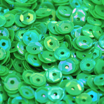 4mm Slightly Cupped Opaque Iridescent Bright Green