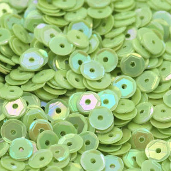 4mm Slightly Cupped Opaque Iridescent Light Chartreuse