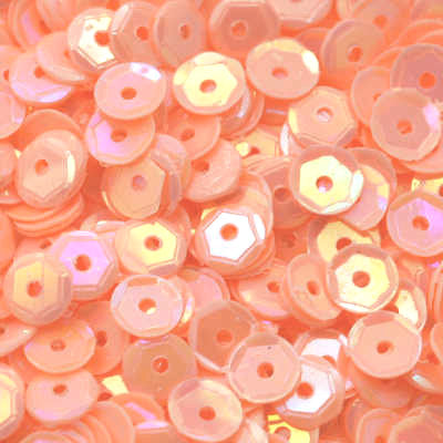 4mm Slightly Cupped Opaque Iridescent Pale Peach